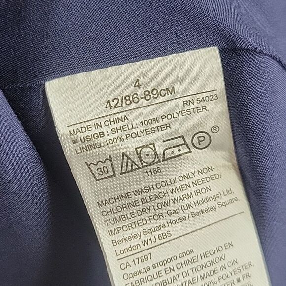 4 BANANA REPUBLIC CLASSIC CHIFFON SWISS DOT FLUTTER SLEEVE NAVY BLUE LINED DRESS - Picture 7 of 14